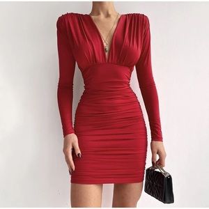 Hot long sleeve Red Dress